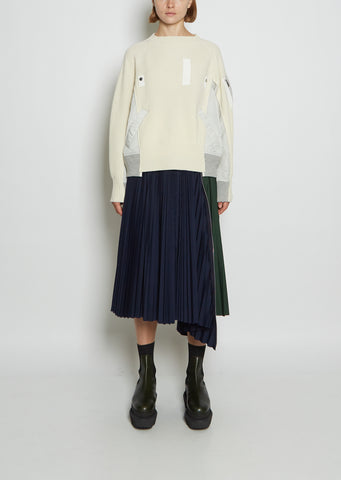 Wool Knit x Nylon Twill Pullover