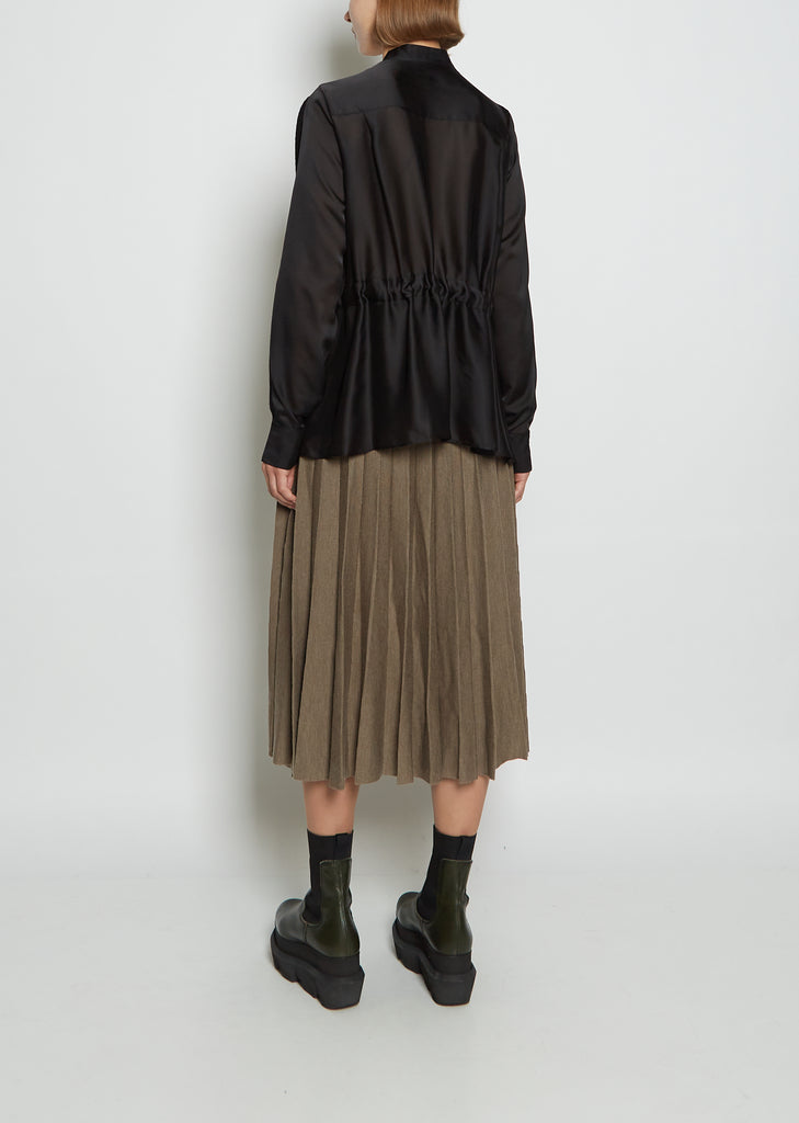 Solid Satin and Wool Mix Knit Cardigan