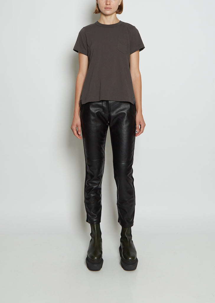 Leather & Knit Slim Pants