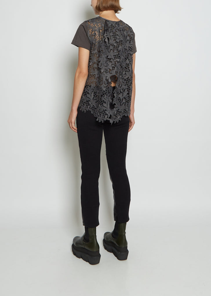 Leather & Knit Slim Pants