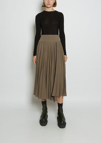 Wool Knit Pleated Skirt