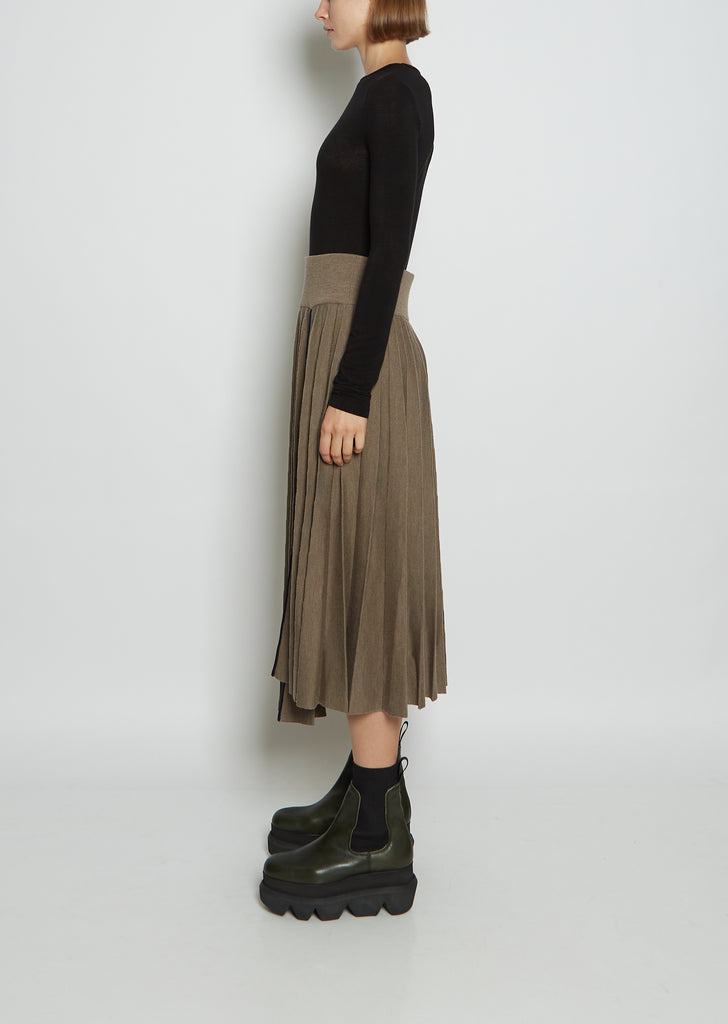 Wool Knit Pleated Skirt