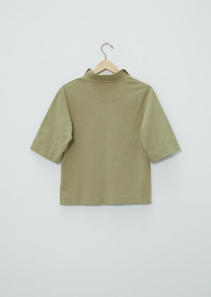 Matte Jersey Loose Collar Polo — Sage