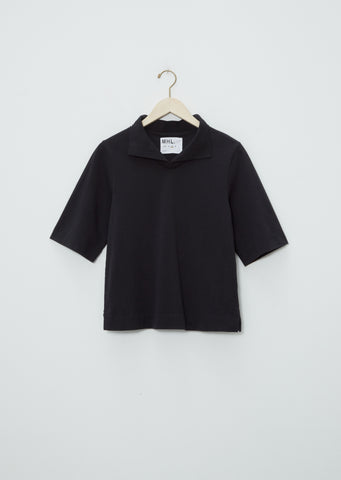 Matte Jersey Loose Collar Polo — Black