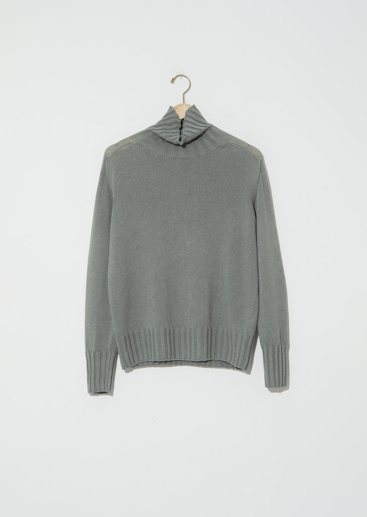 Linen-Cotton Wide Roll Neck