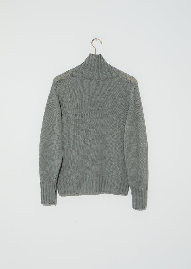 Linen-Cotton Wide Roll Neck