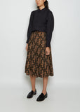 Nagashi Juji Pattern Pleated Cotton Skirt