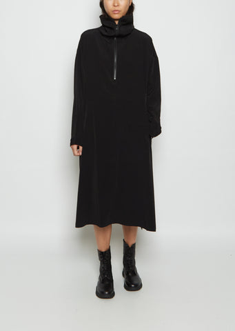 U-Half Zip Crepe Dress