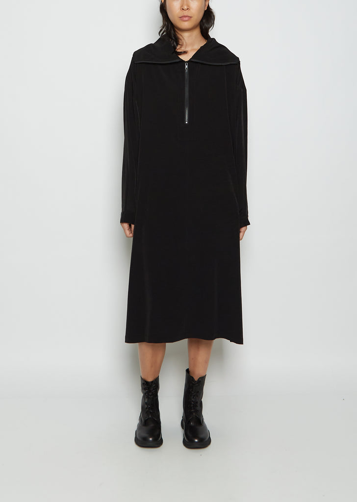 U-Half Zip Crepe Dress