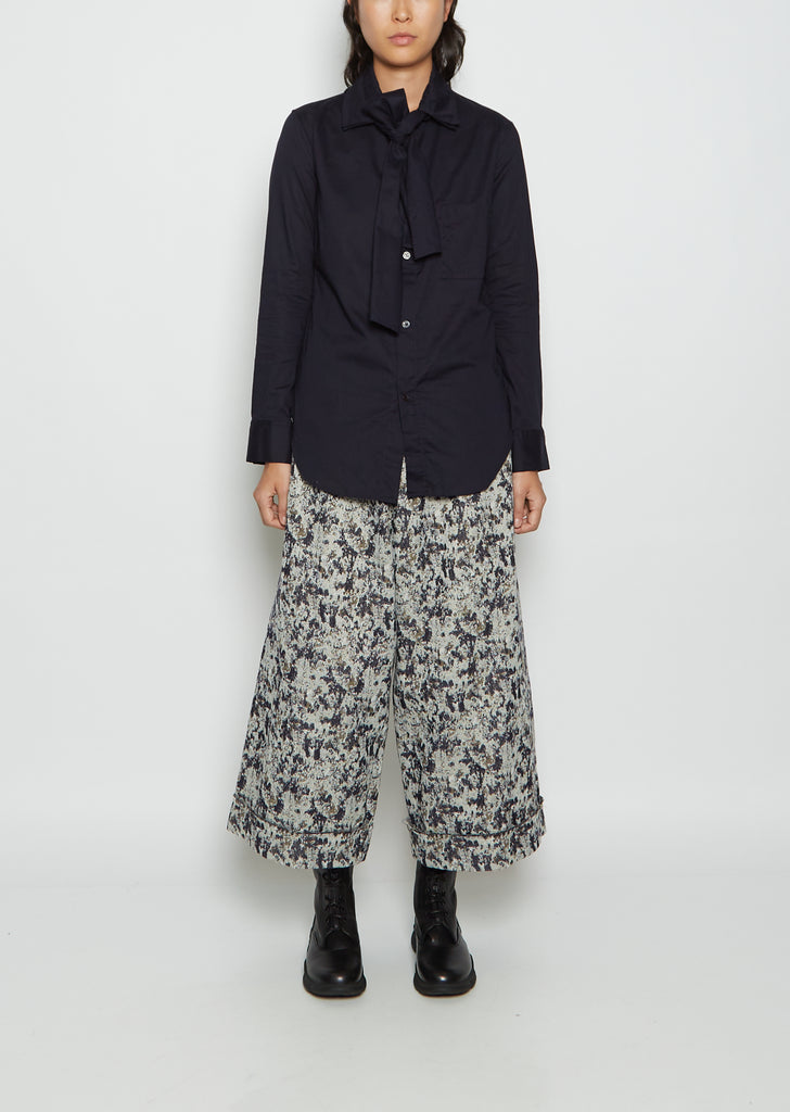 U-Bow Collar Cotton Shirt