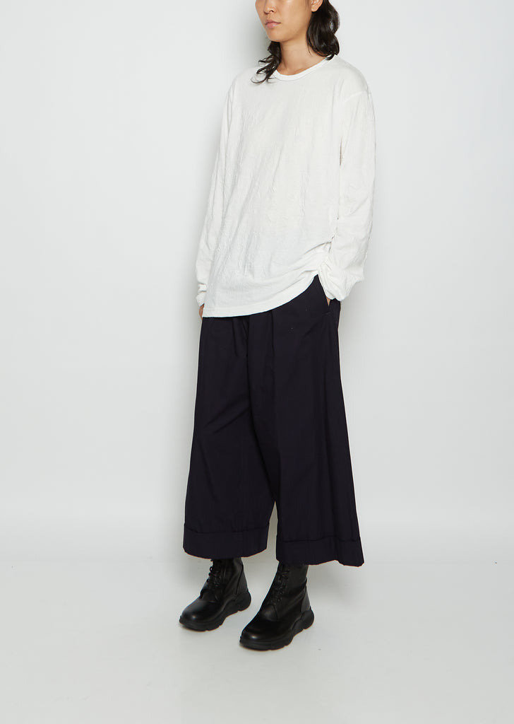Y's Long Sleeve Crinkled Cotton Tee
