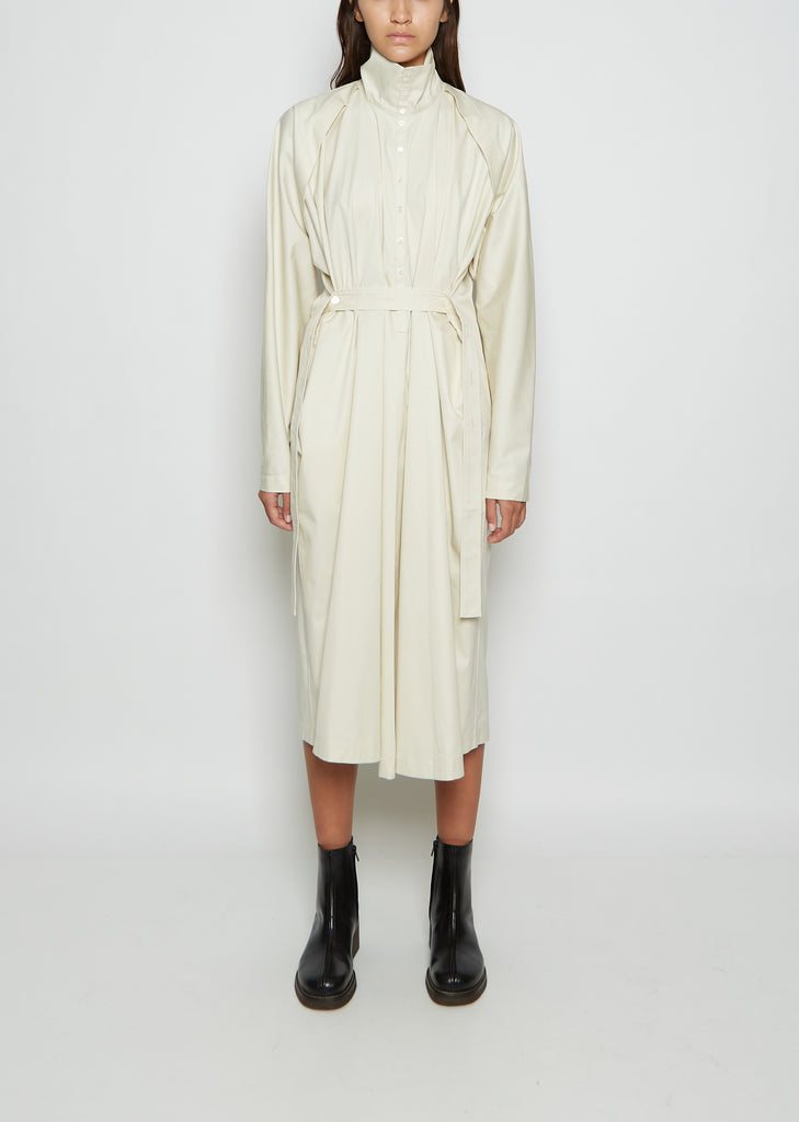 Belted Tilted Cotton Twill Dress