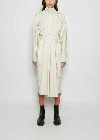 Belted Tilted Cotton Twill Dress