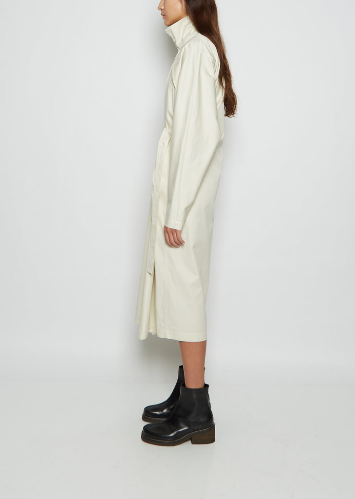 Belted Tilted Cotton Twill Dress