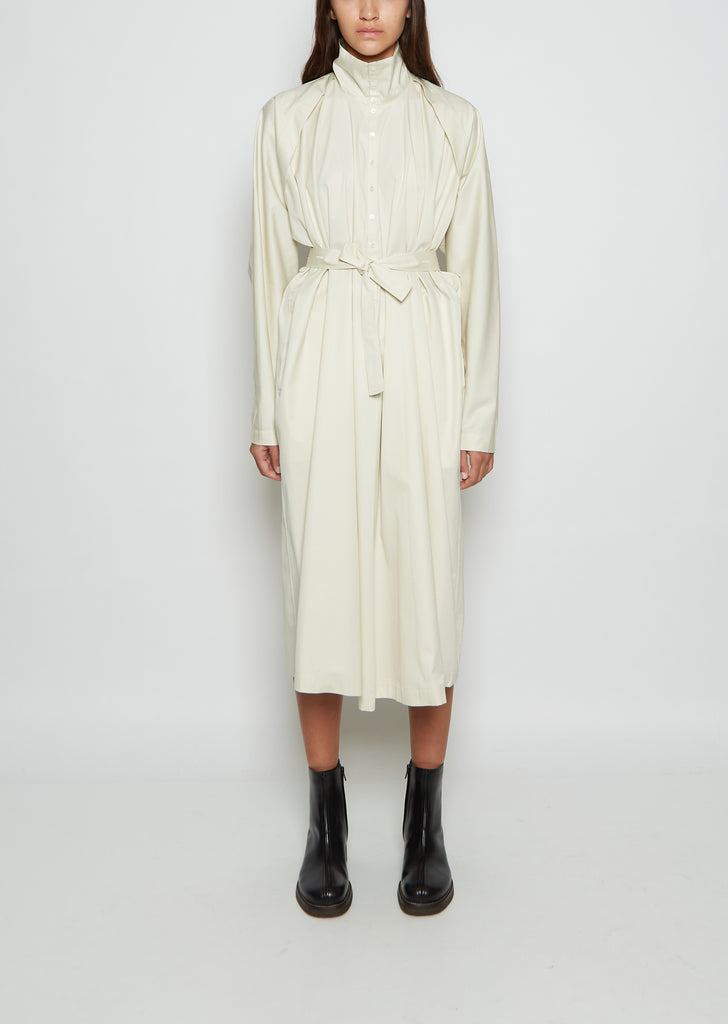 Belted Tilted Cotton Twill Dress