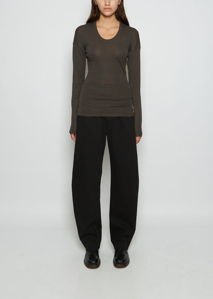 Long Sleeve Cotton Rib T-Shirt — Ash Black