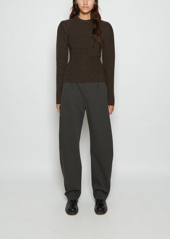 Fitted Wool Sweater — Brown