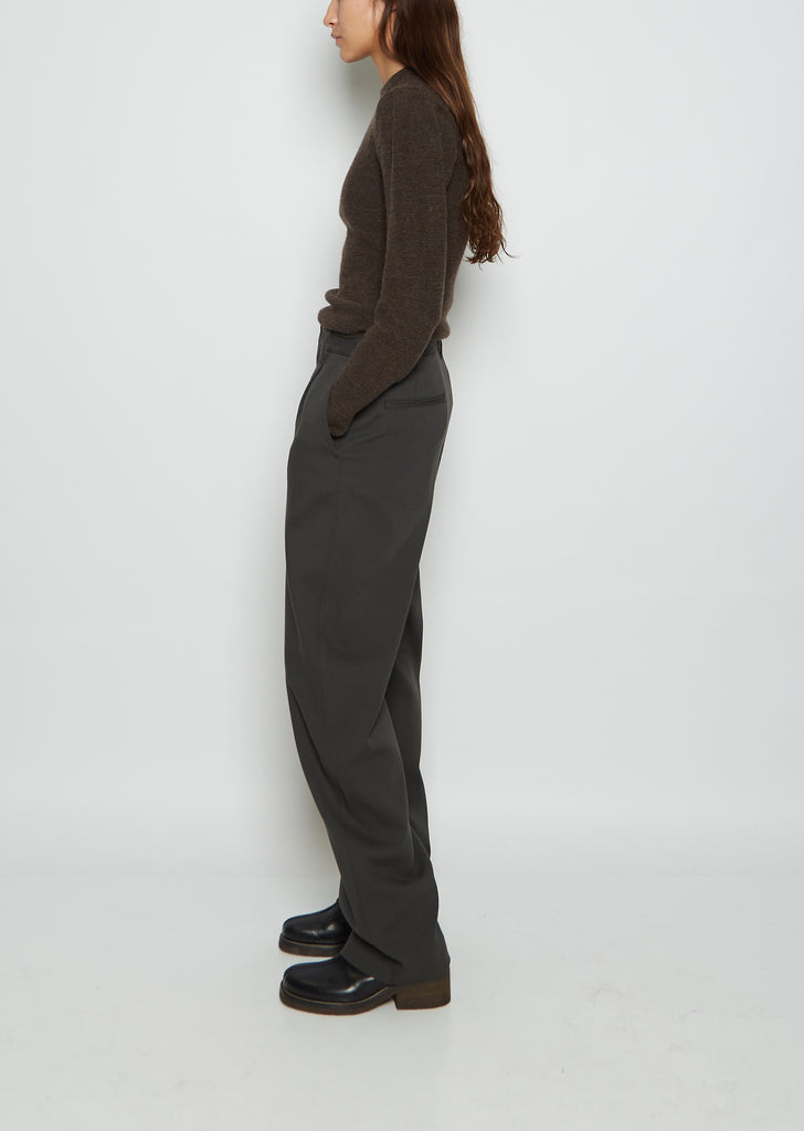 Curved Cotton Suit Pants — Ash Black