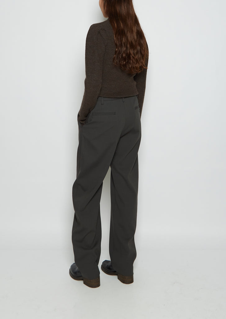 Curved Cotton Suit Pants — Ash Black