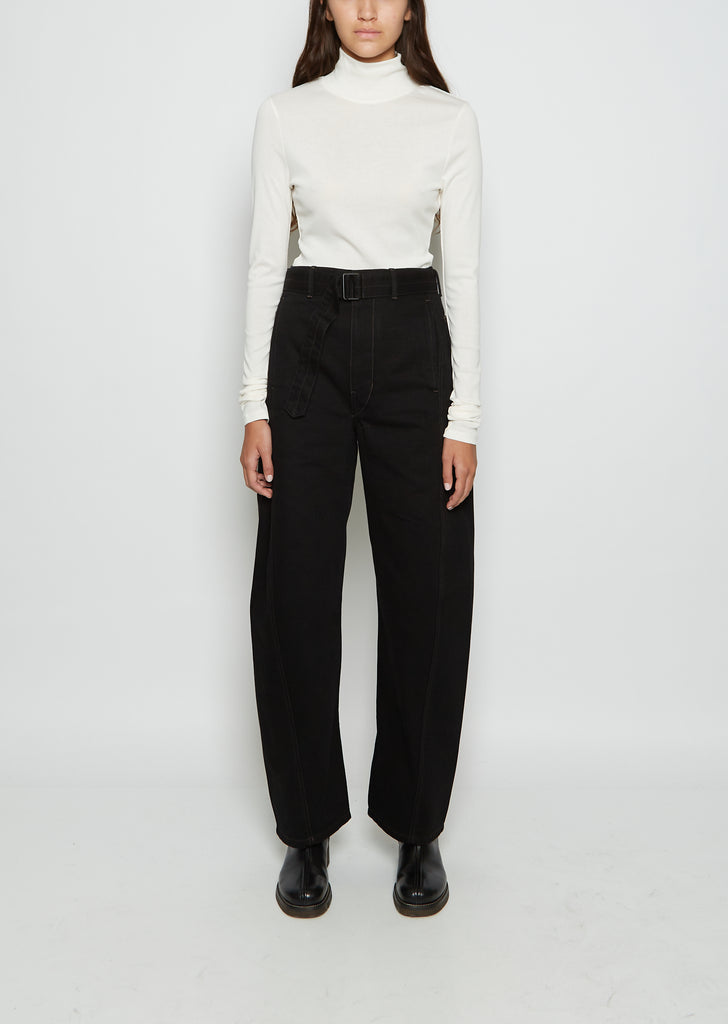 Unisex Twisted Belted Denim Pants — Black