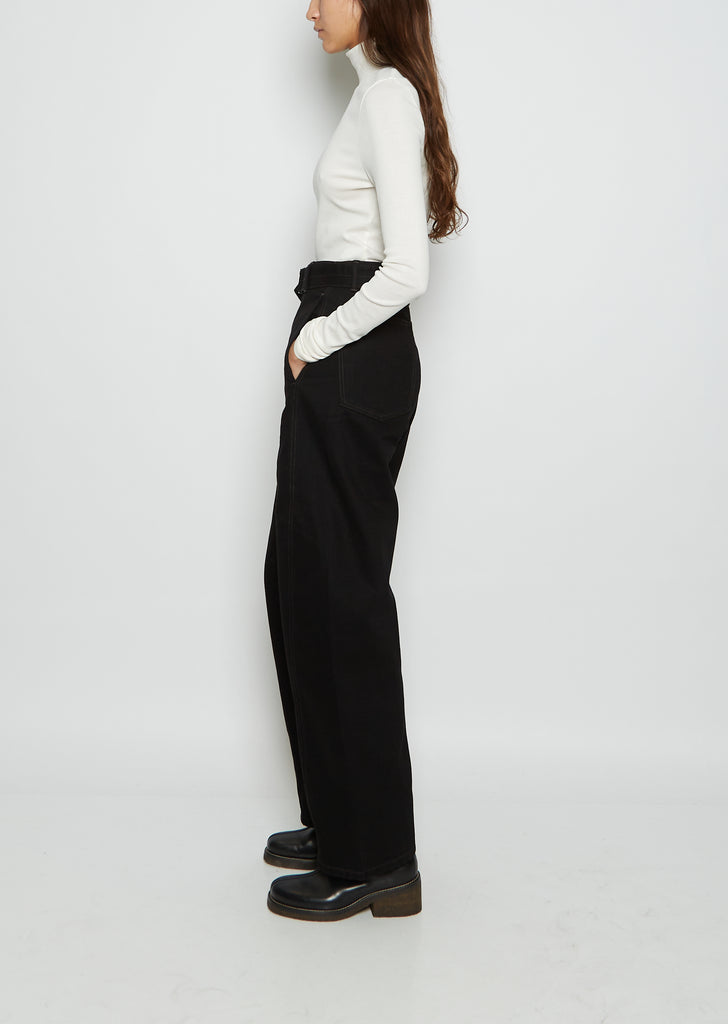 Unisex Twisted Belted Denim Pants — Black