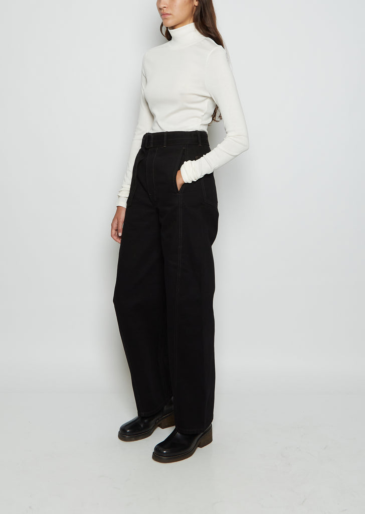 Unisex Twisted Belted Denim Pants — Black