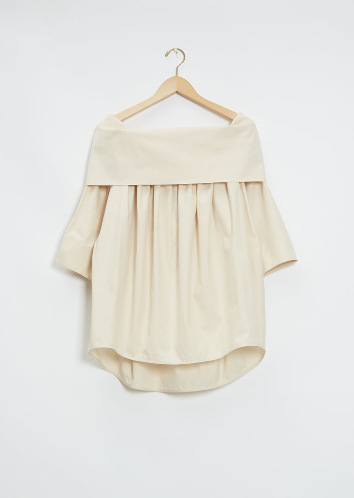 Bare Shoulder Poplin Blouse — Light Cream