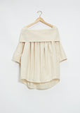Bare Shoulder Poplin Blouse — Light Cream