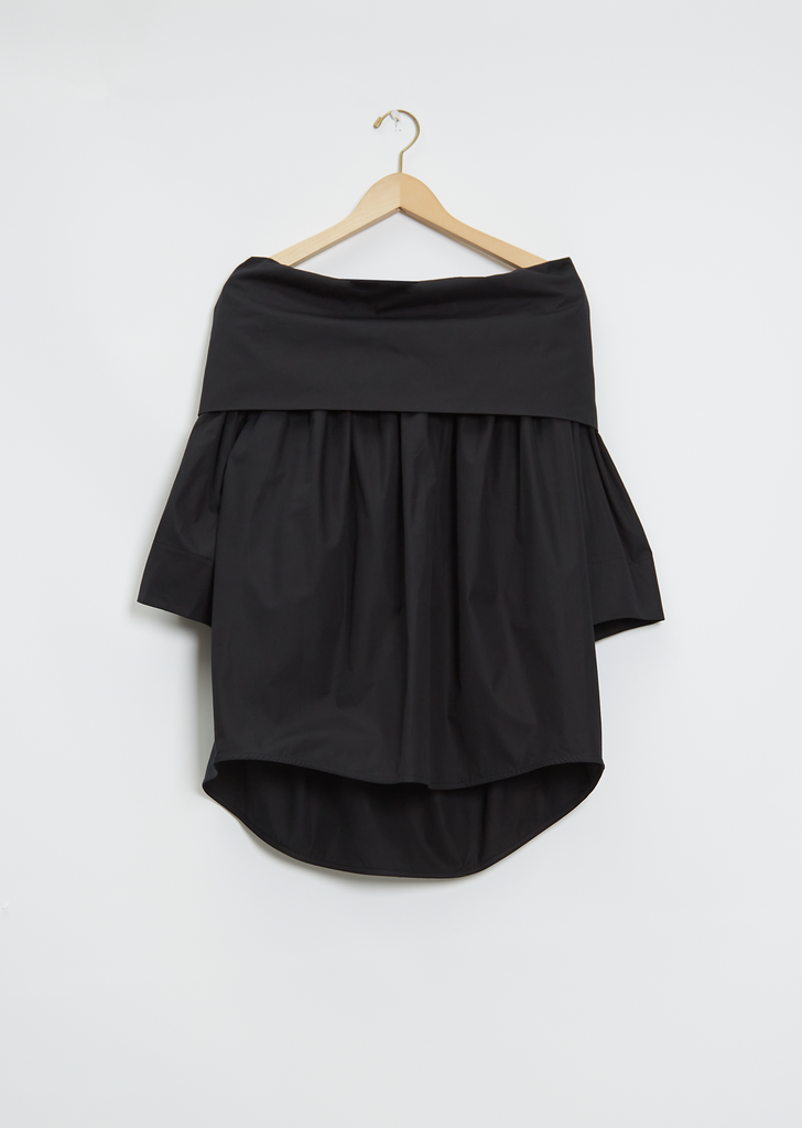 Bare Shoulder Poplin Blouse — Caviar