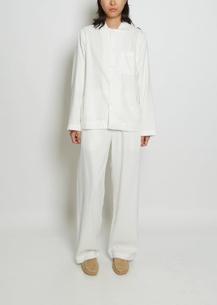 Unisex Flannel Pyjamas Shirt — Cream White