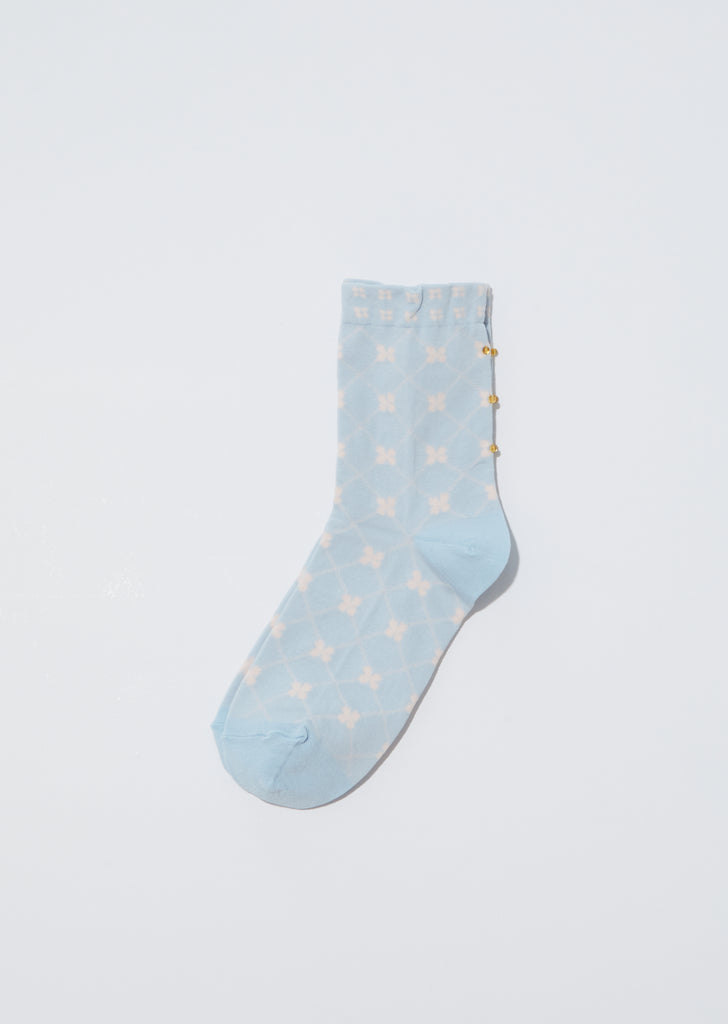 Flower Beads Socks — Light Blue