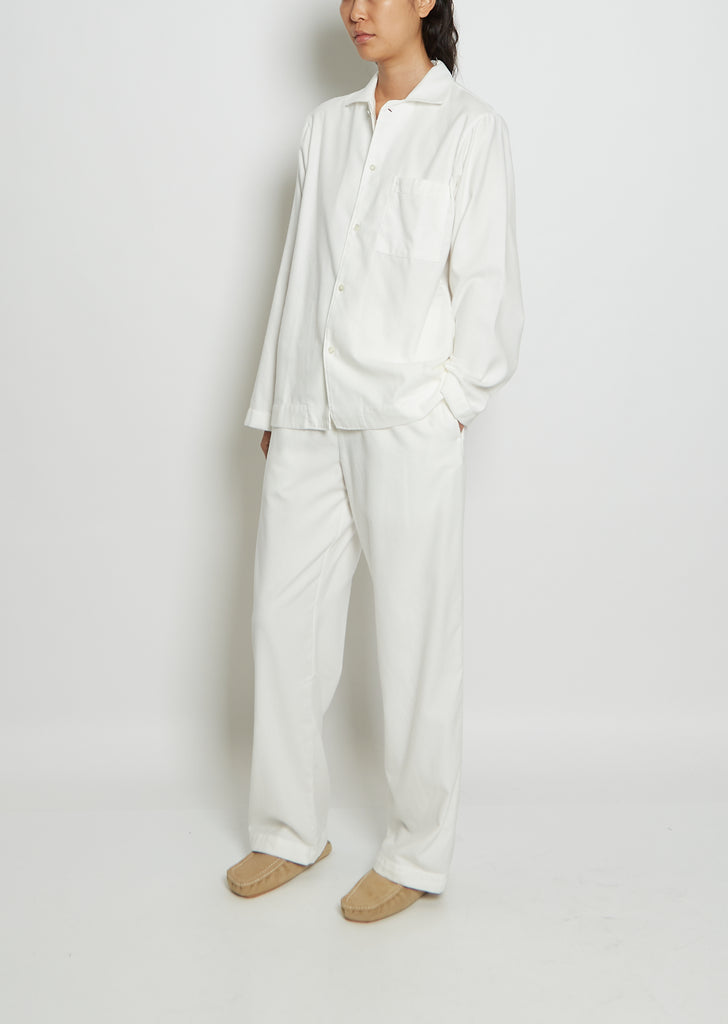 Unisex Flannel Pyjamas Shirt — Cream White