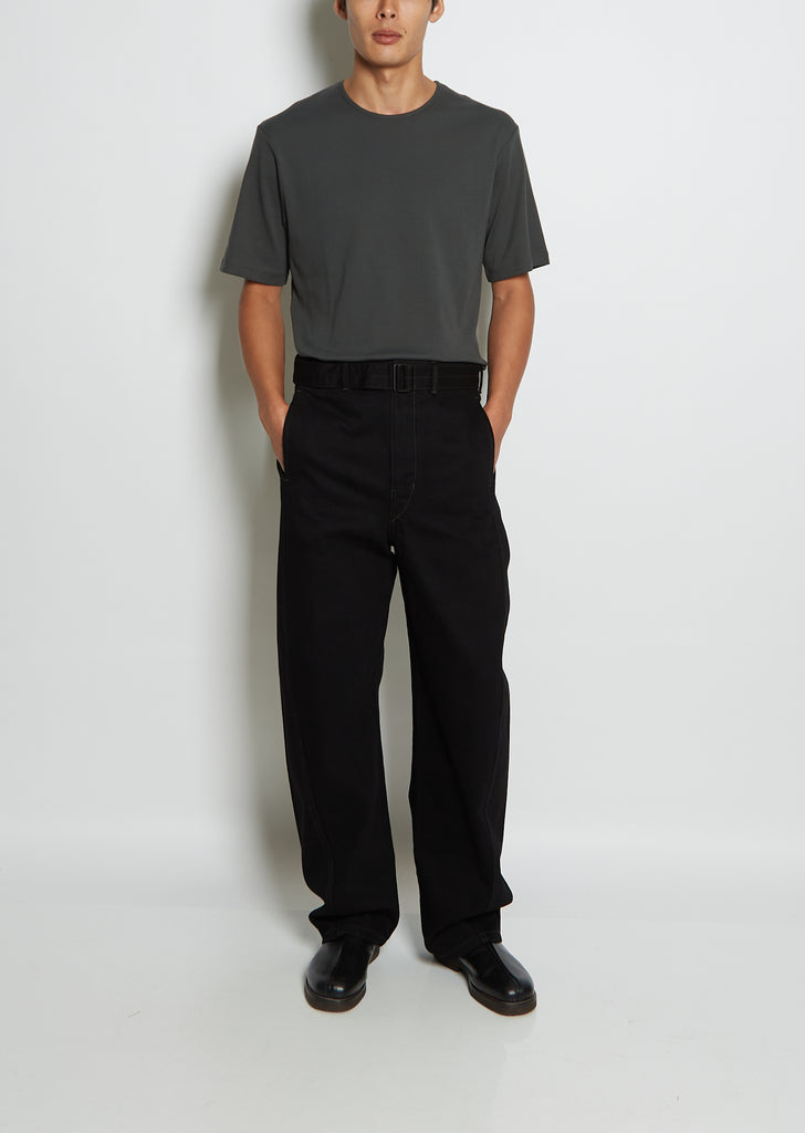 Unisex Twisted Belted Denim Pants — Black