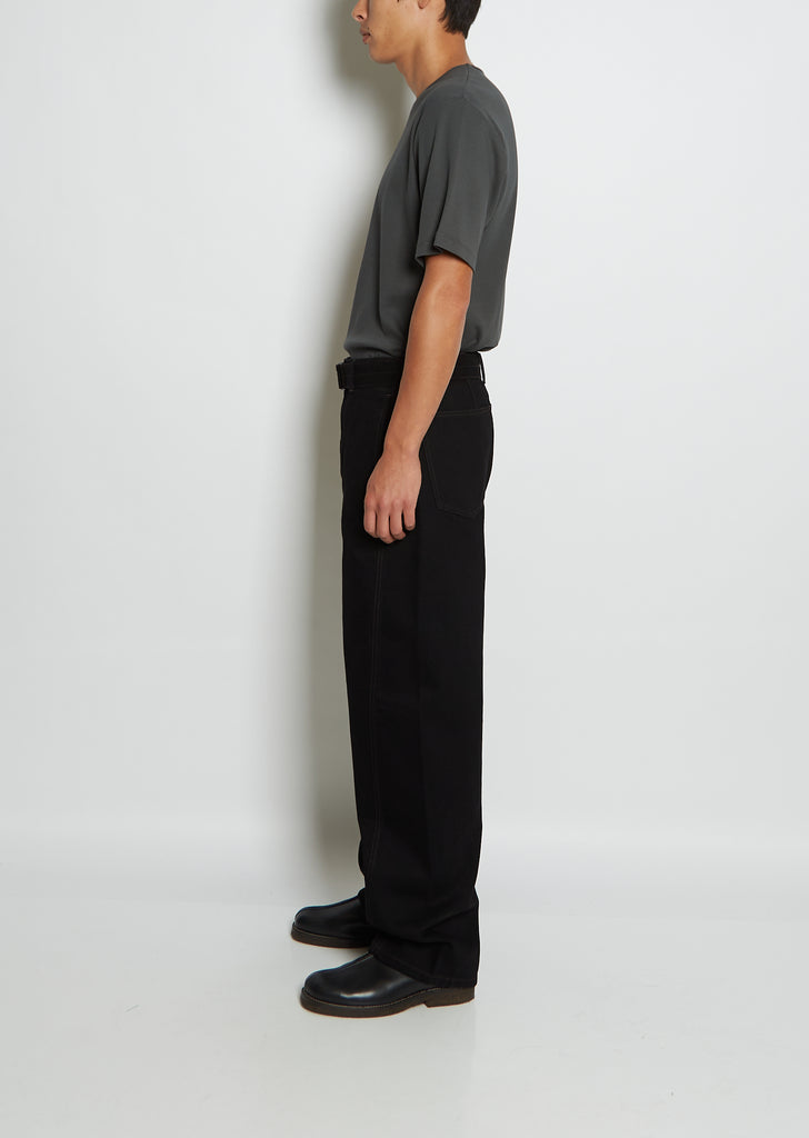 Unisex Twisted Belted Denim Pants — Black