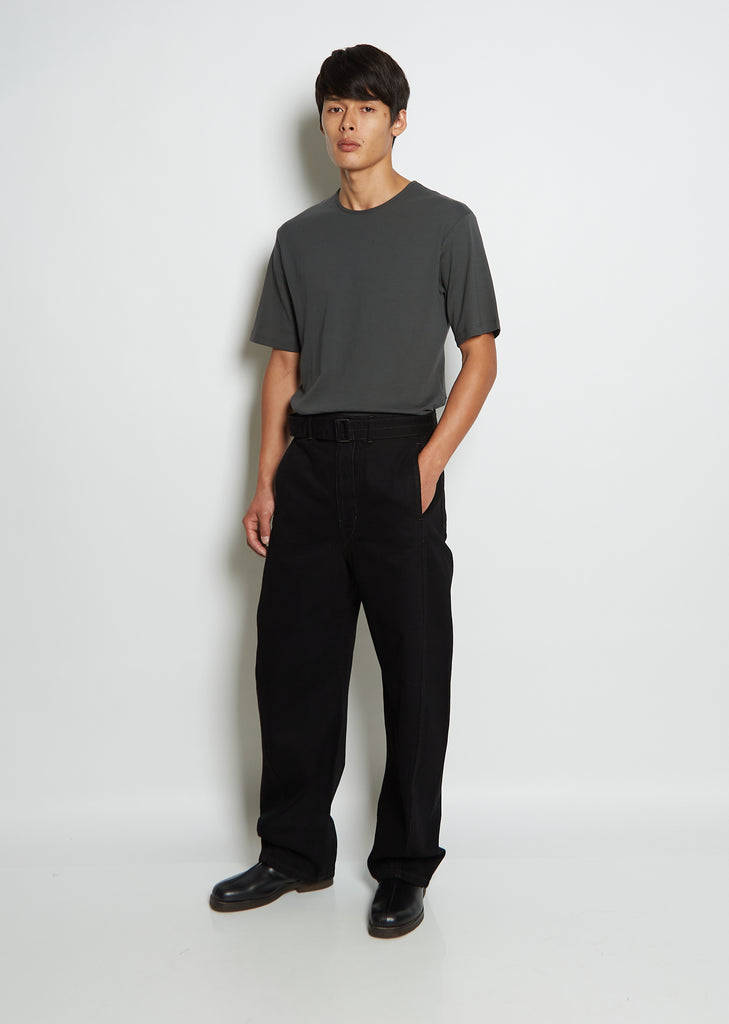 Unisex Twisted Belted Denim Pants — Black