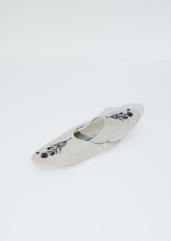 Linen Babouche Slippers — Natural x Black
