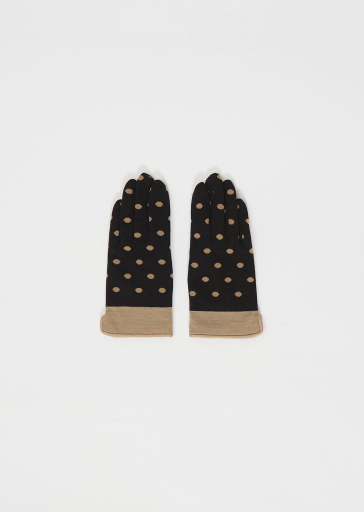 Knit Cashmere Gloves — Black Polka Dot