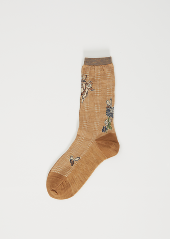Angel's Emblem Knit Socks — Beige