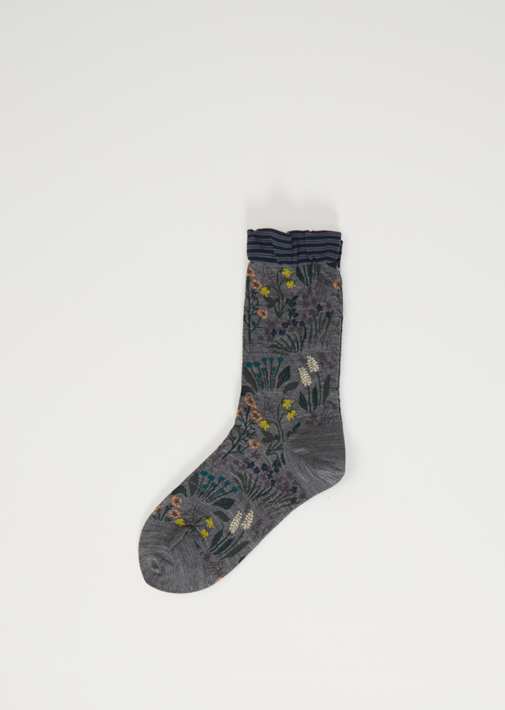 Morris' Garden Knit Socks — Mix Grey