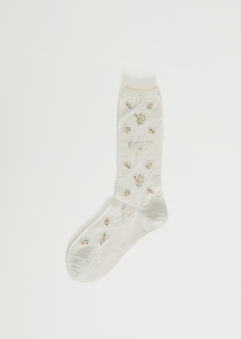 Diamond Flower Socks — White