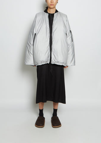 Short Odessa Quilted Down Bomber — Silver