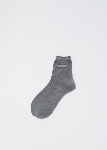 Waffle with Ribbon Socks — Mix Grey