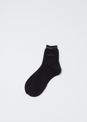 Waffle with Ribbon Socks — Black