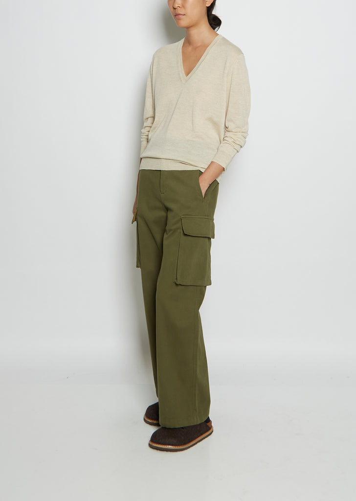 Perfect V-Neck Sweater — Pebble