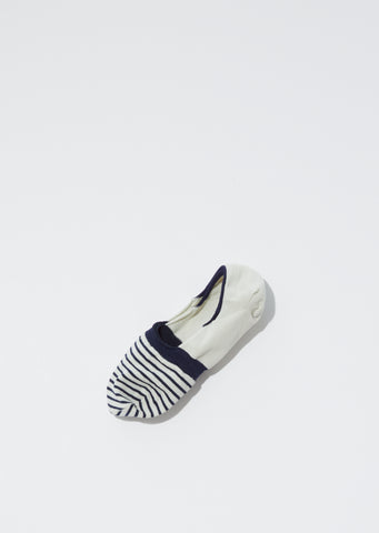 Stripes No-Show Socks — Navy x Ivory