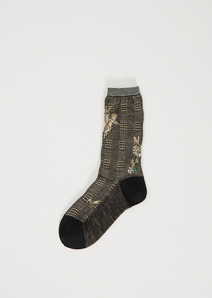 Angel's Emblem Knit Socks — Black