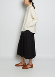 Round Collar Pull Over Cotton Twill Shirt — Ecru