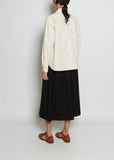 Round Collar Pull Over Cotton Twill Shirt — Ecru