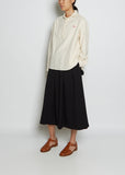 Round Collar Pull Over Cotton Twill Shirt — Ecru