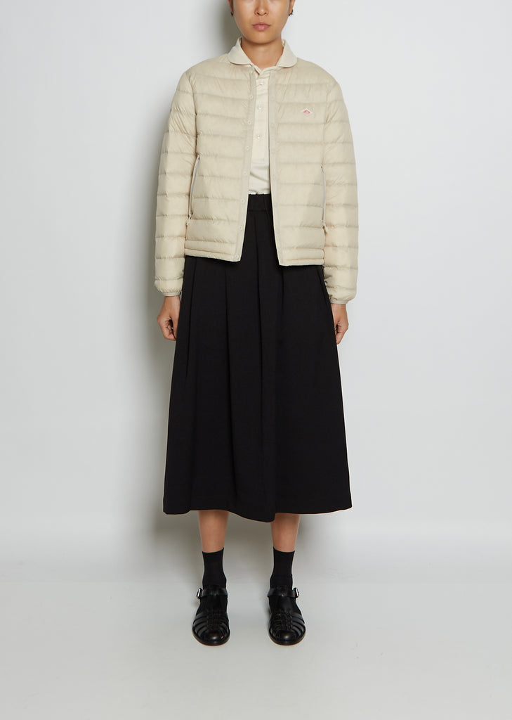 Inner Down Crewneck Nylon Jacket — Oyster White